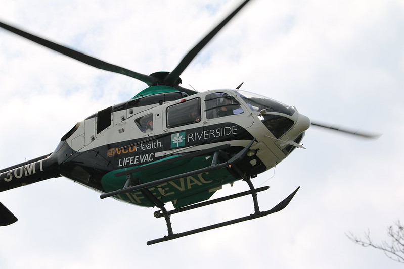 LifeEvac Helicopter makes an educational landing at PRC 1