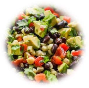 Summer salad with black beans, corn, red peppers, avocado & lime vinaigrette  