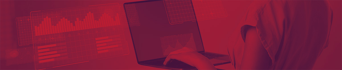 Person analyzing data on laptop