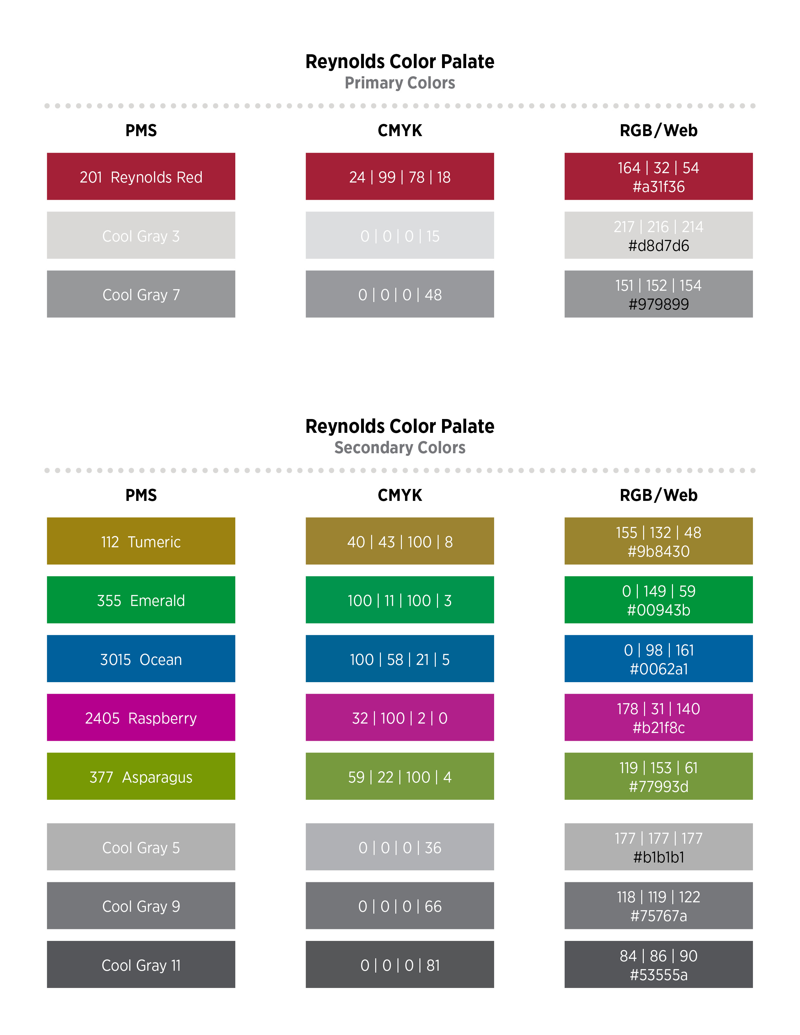 Reynolds Color Palate