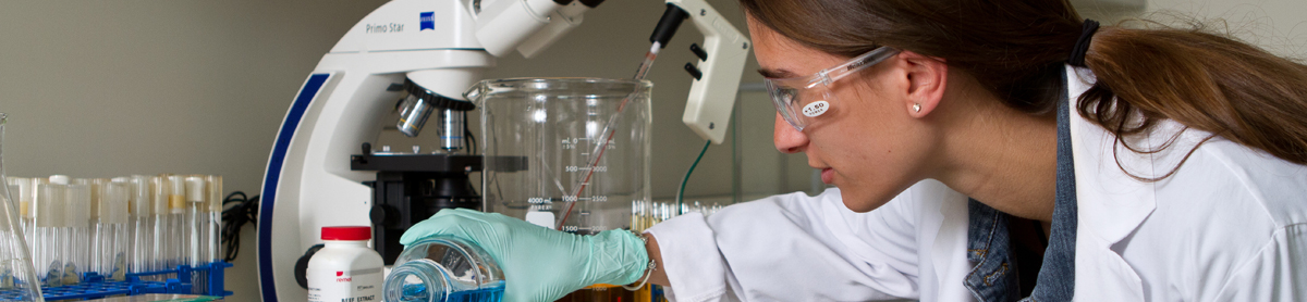 Female student in the science lab