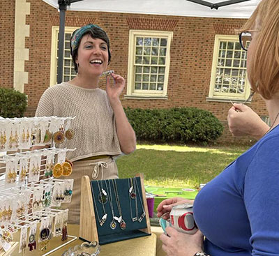 Kimberly at Spring Market selling her jewelry