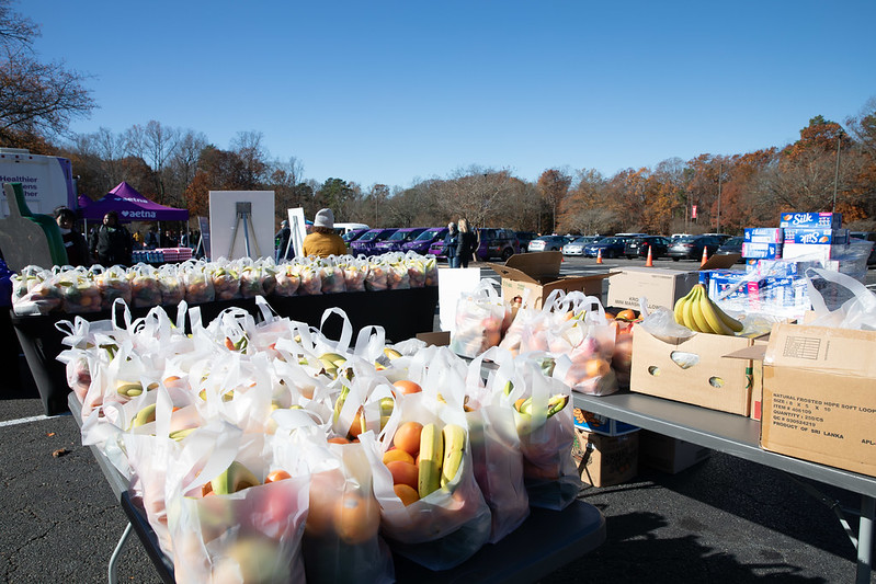 Bags of food ready for pickup