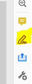 Adobe Acrobat toolbar with the Fill and Sign tool highlighted